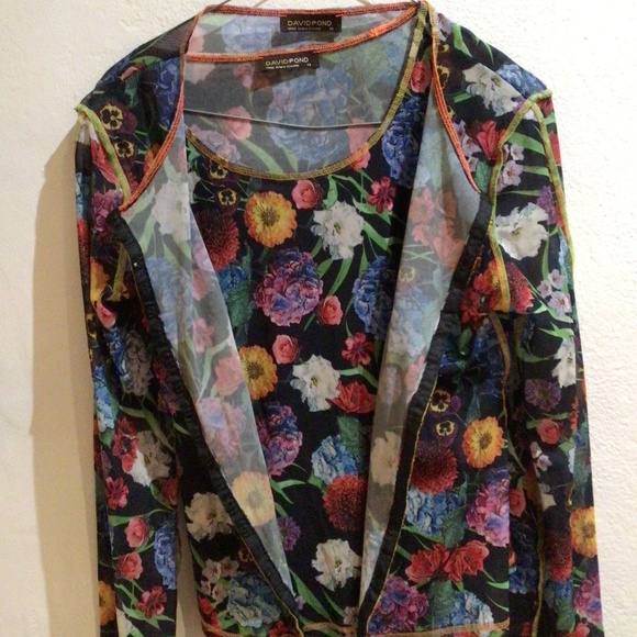 David Pond  - floral print sleeveless top and cardigan set, size 12 - Picture 3 of 3